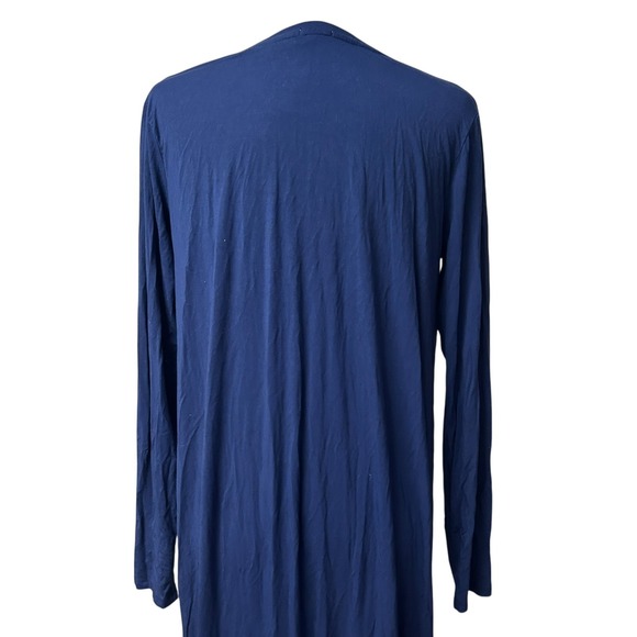 LAKE Women's Pajama Dress Size Medium Navy Blue Pima Long Sleeve Nightgown - Picture 2 of 12